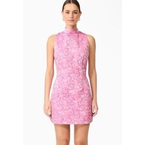 Elliatt Nadine Pink Floral Sleeveless Mini Dress with Mock Neck